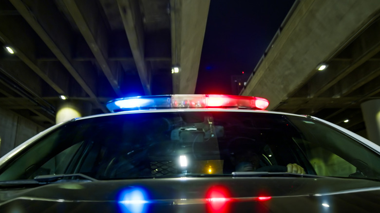 Police car with lights on