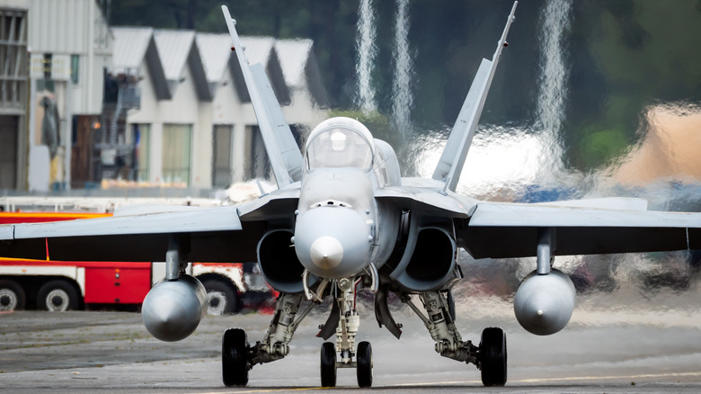 F/A-18 Hornet taxiing on tarmac
