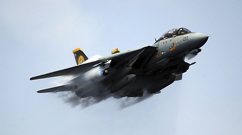 F-14 Tomcat breaking the sound barrier in flight