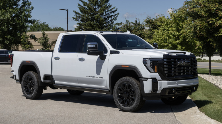 A white GMC Sierra 2500 4WD Denali