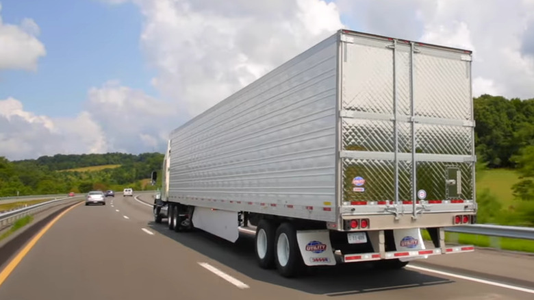 Utility Trailer truck on the highway