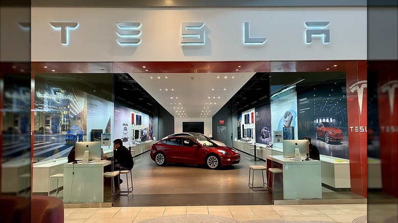Indoor Tesla showroom