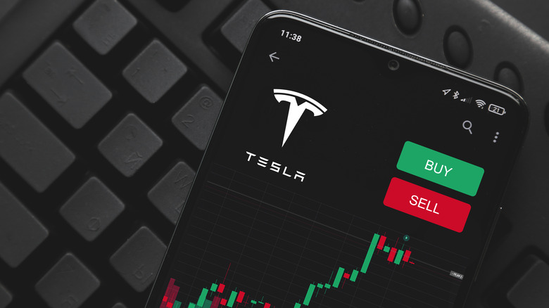 Tesla company stock illustration. 