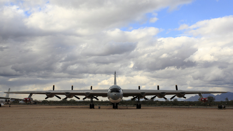 B-36 Peacemaker on dirt field