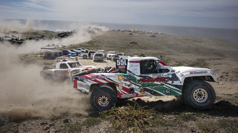 Baja 1000 vehicles preparing to race
