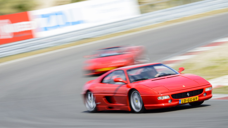 A speeding Ferrari F355