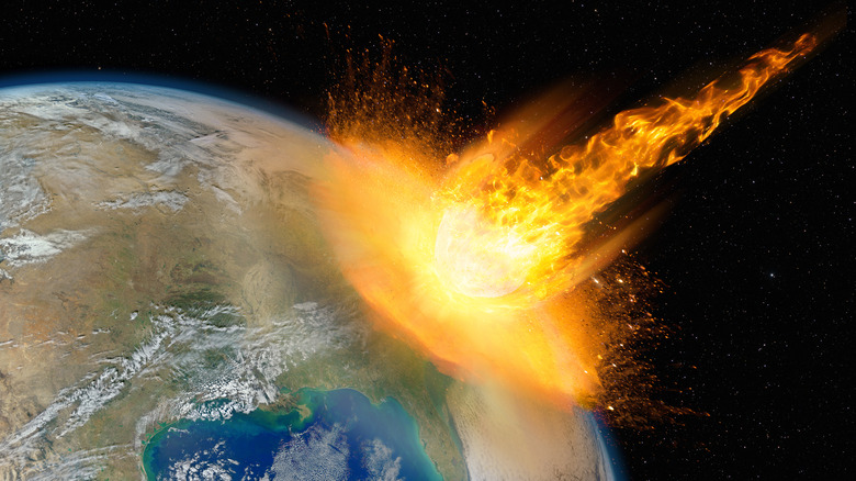 Asteroid striking Earth