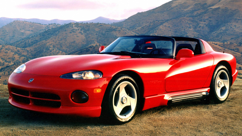 First-generation Dodge Viper parked in the mountains