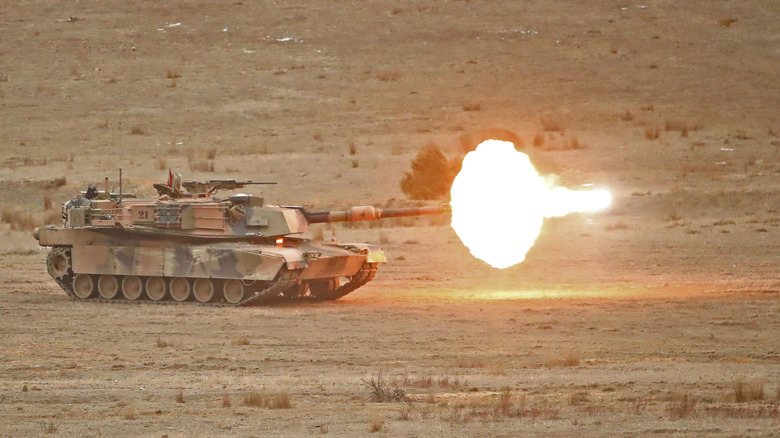 M1A1 Abrams tank fires during exercise