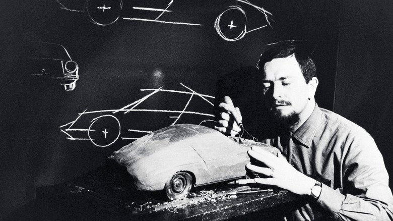 Ferdinand Alexander Porsche working on a model.