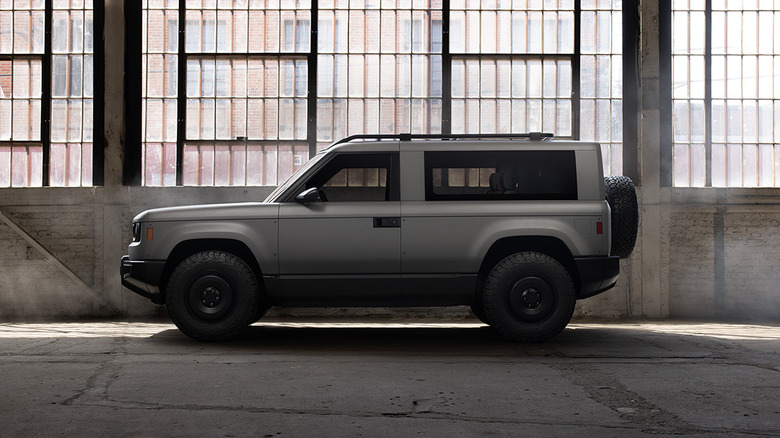 Side view of Slate Truck with the SUV kit inside an industrial building