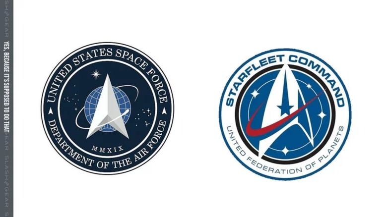 Space Force and Starfleet logos