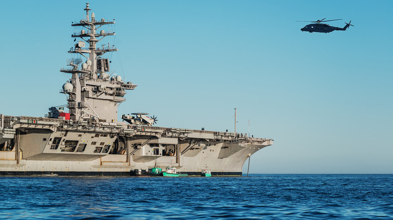 The USS Dwight D. Eisenhower, a Nimitz class nuclear powered air craft carrier visiting Halifax Harbour.