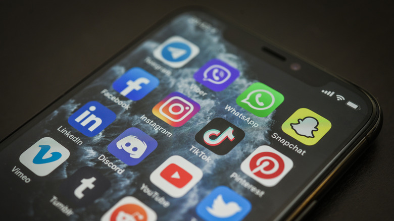 Social media apps on phone