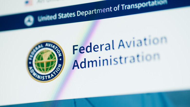 The FAA logo is seen on a computer screen