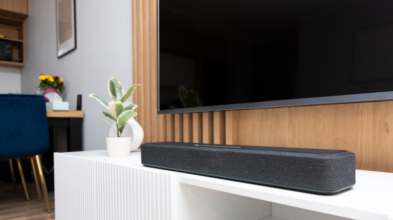 Soundbar and TV in a living room