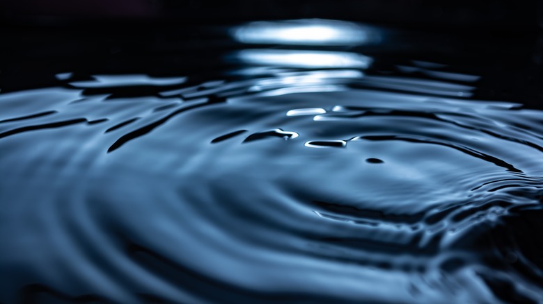 Moon reflecting on a puddle of water