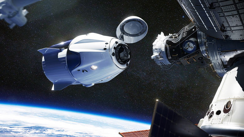 SpaceX Falcon 9 rocket docking with International Space Station