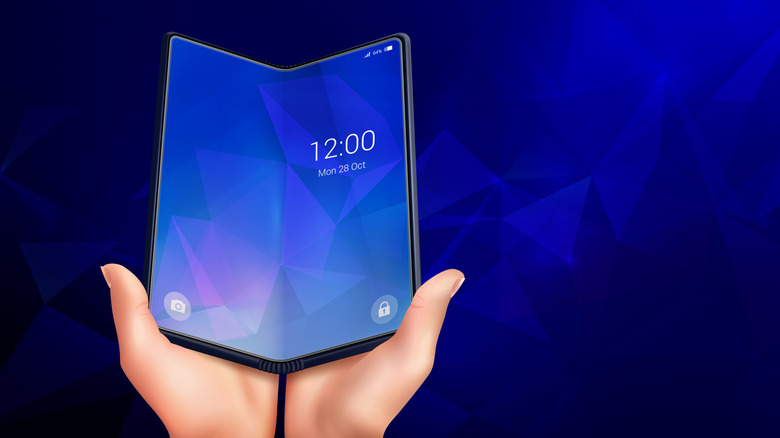 rendered image of a foldable smart phone with no crease