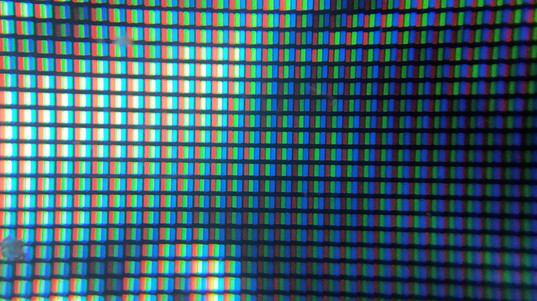 Close up of AMOLED dots in a display