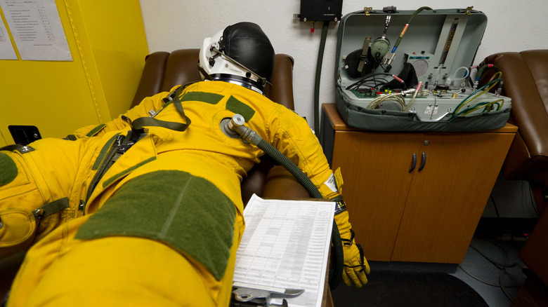 A U-2 suit filled with air to dry it