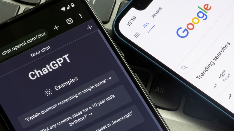 ChatGPT and Google on phones