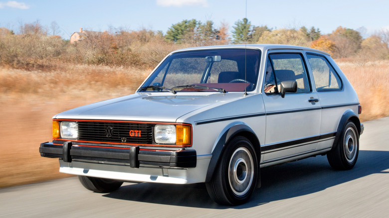 Front-quarter shot of a VW Rabbit GTI