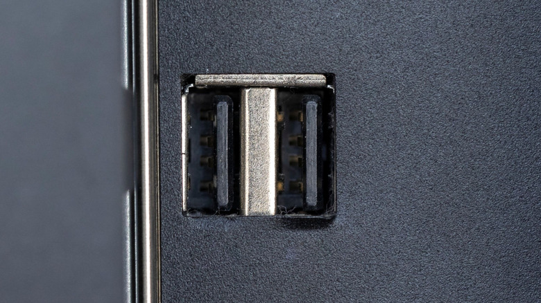 FireWire port in black matte device case