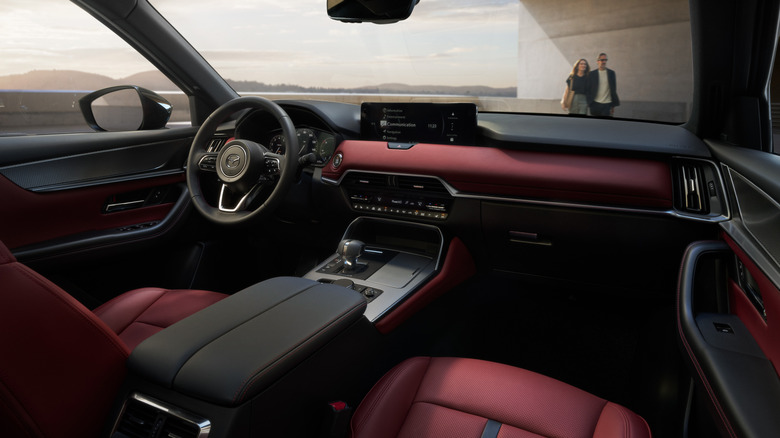 Shot of the 2025 Mazda CX-70 interior showing the infotainment system