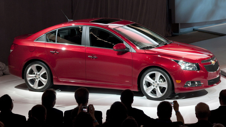 Red Chevy Cruze on display