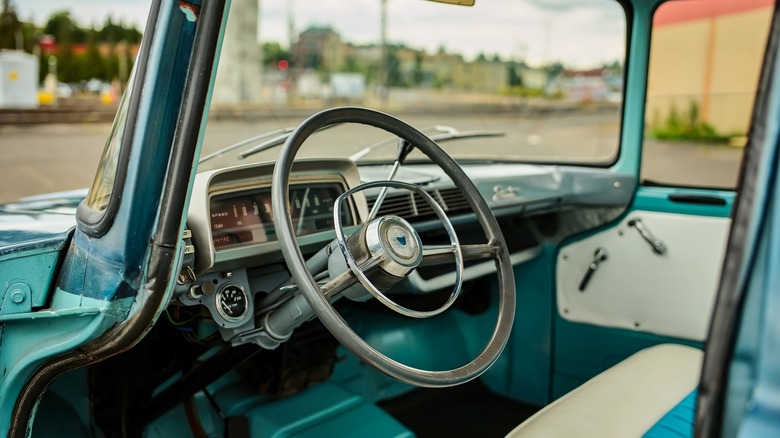 The interior of the Toyota Stout, from the driver's side