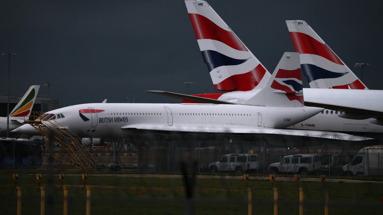 British Airways Concordes on ground at airport