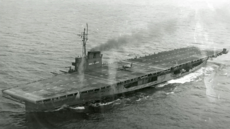 Aircraft carrier on water