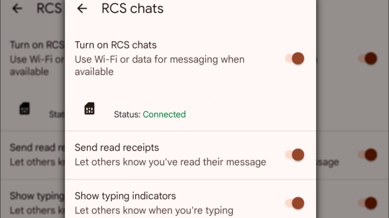 Android RCS chats settings