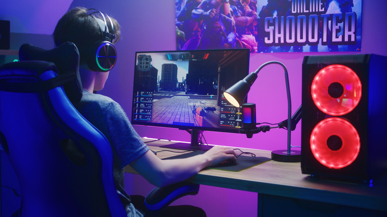 person playing video games