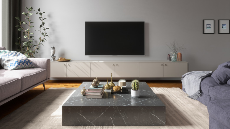 TV mounted on wall