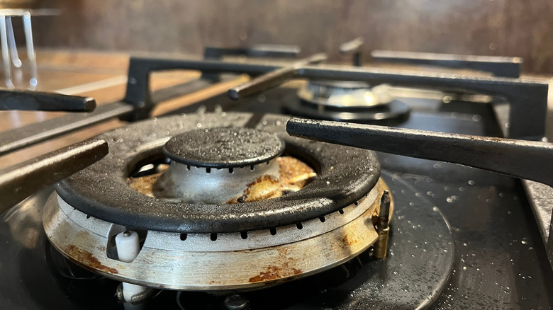 Picture showing a dirty stove top
