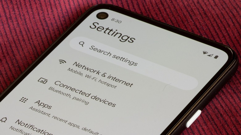 Pixel 4a Android smartphone settings