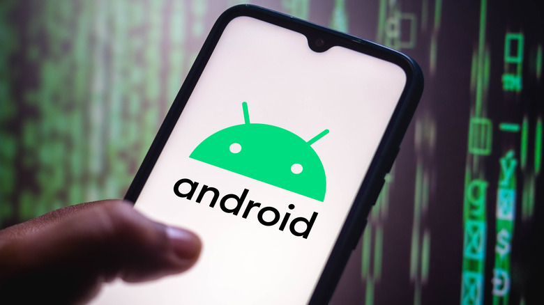 Android logo on a smartphone 