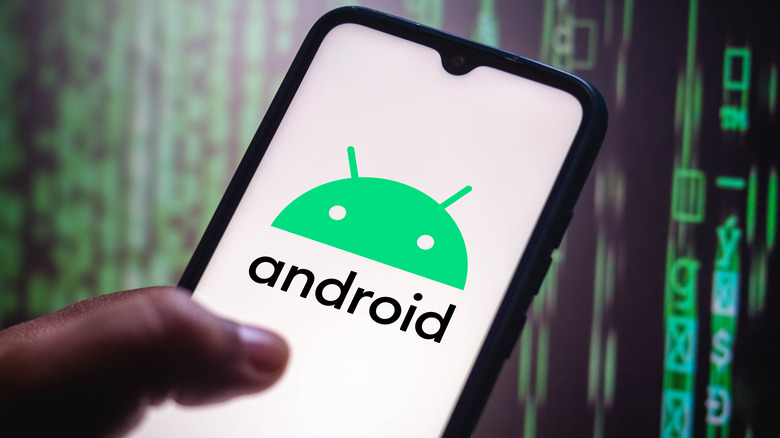 Android logo on a smartphone