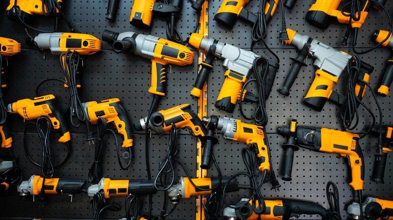 Yellow handheld drills 