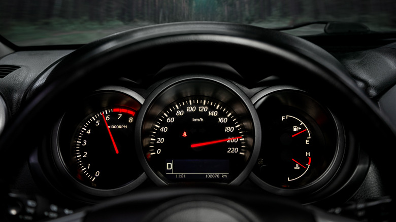 Car dashboard speedometer tachometer