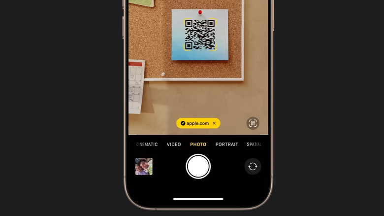 iPhone camera app scanning a QR code