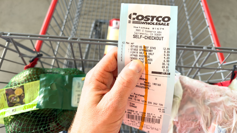 A Costco shopper's self checkout receipt