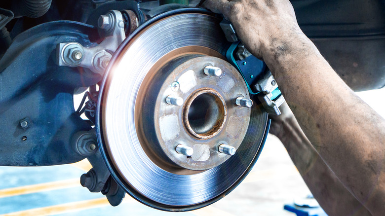 half cleaned brake rotor