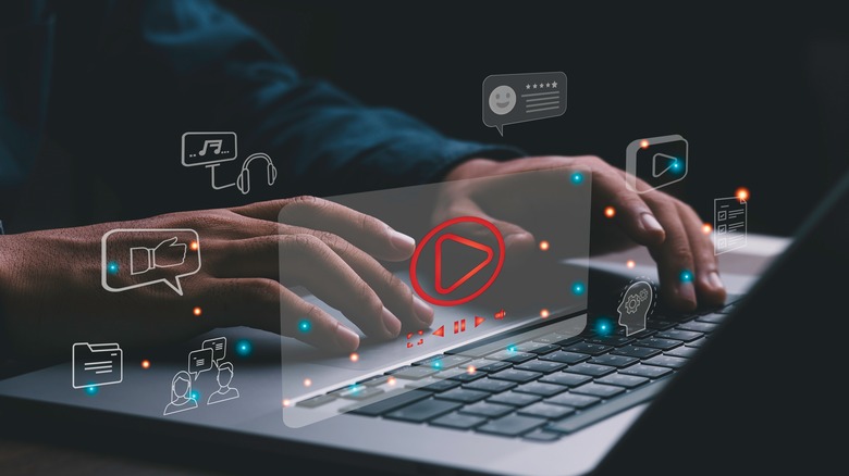Computer user seeing many icons
