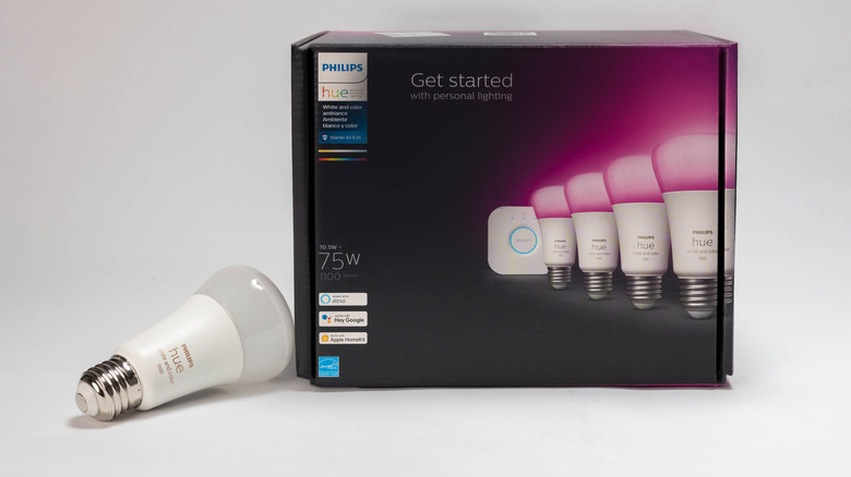 Philips Hue smart bulb starter kit with a hub