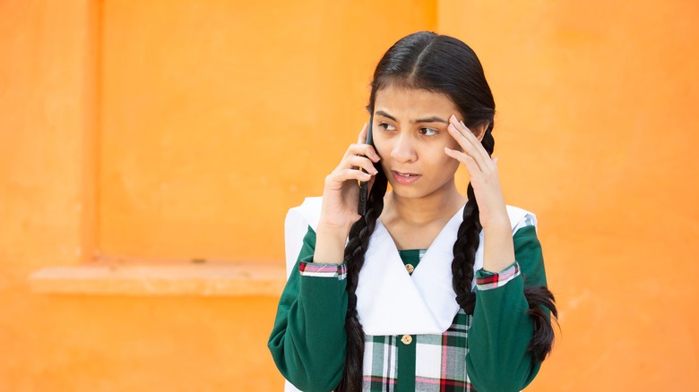 girl using android phone