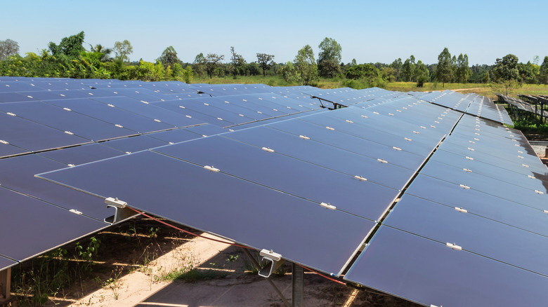 An array of thin film solar panels