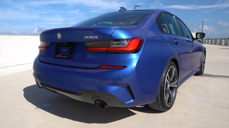 A blue 2021 BMW 3 Series
